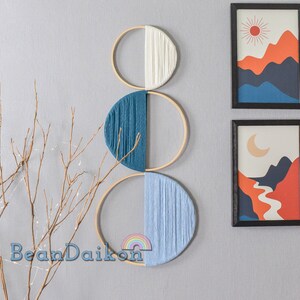 Circle Wall Decor Set, Hoop Wall Art, Abstract Wall Decor, Geometric Wall Art, Minimalist Wall Art, Macrame Wall Hanging, Modern Macrame W23