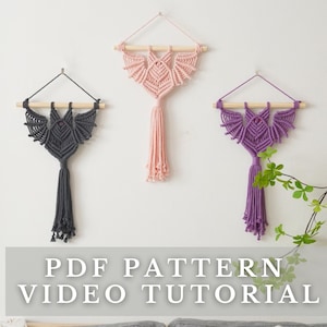 Macrame Bat Patterns, Gifts For Witches, Modern Halloween, Macrame Instructions, Pdf Pattern, Goth Home Decor, Wall Hanging, Bat Decor P30