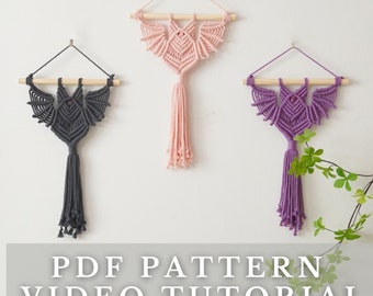 Macrame Bat Patterns, Gifts For Witches, Modern Halloween, Macrame Instructions, Pdf Pattern, Goth Home Decor, Wall Hanging, Bat Decor P30