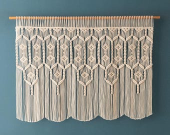 Custom Door Curtain, Doorway Tapestry, Extra Large Macrame, Farmhouse Valance Large Wall Art, Macrame Backdrop, Rustic Window Decor C31