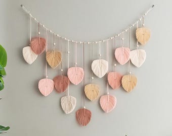 Boho Macrame Leaf Garland Wall Hanging for Living Room L09