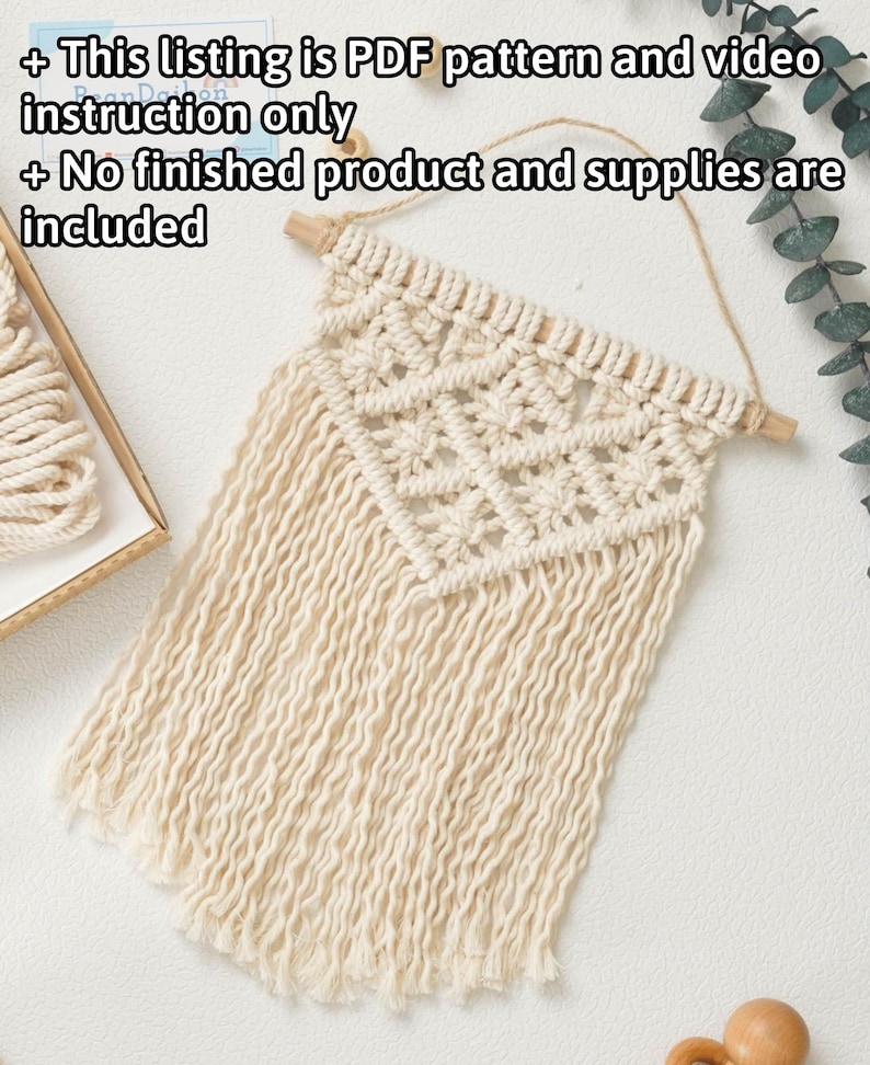 Pattern Macrame PDF, Wall Macrame, Easy Pattern, Macrame Beginner Kit, Yarn Wall Hanging, Macramé DIY, Boho Nursery Decor, Xmas Gift P42 image 4