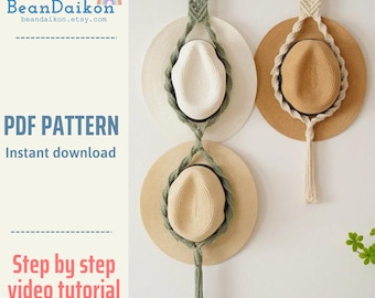 Macrame Hat Hanger PDF, Macrame Hanging, Crafty Diy Pattern, Pattern Hat Rack, Beginner Craft Kit, DIY For Beginners, Do It Yourself P28