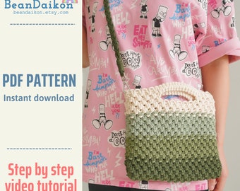 Macrame Bag Pattern, Bag Tutorial, DIY Bag Pattern, Macrame Tutorial, Macrame Instructions, Do It Yourself, How To Boho Bag, Bag Pattern P10