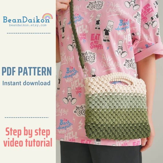 Macrame Bag Pattern, Bag Tutorial, DIY Bag Pattern, Macrame Tutorial, Macrame Instructions, Do It Yourself, How To Boho Bag, Bag Pattern P10