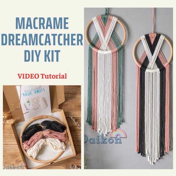 DIY Macrame Kit Beginner, Macrame Hoop Pattern, DIY Craft Kit for Adults,  Best Friend Birthday Gift for Her, Macrame Wall Hanging 