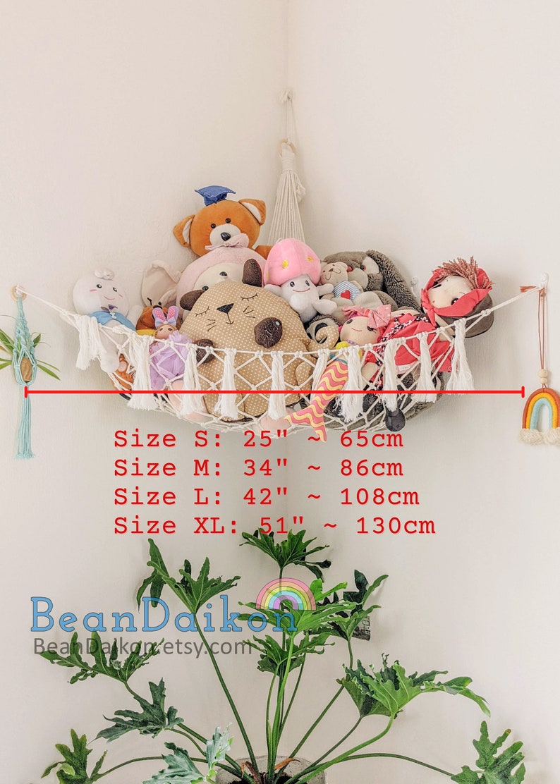Makrama Hamak Zabawek, Przechowywanie Pluszowych Zwierząt, Uchwyt Squishmallow, Przechowywanie Dziecięcych Pokojów, Boho Przechowywanie Zabawek, Hamak Pluszowych Zwierząt H20 zdjęcie 4