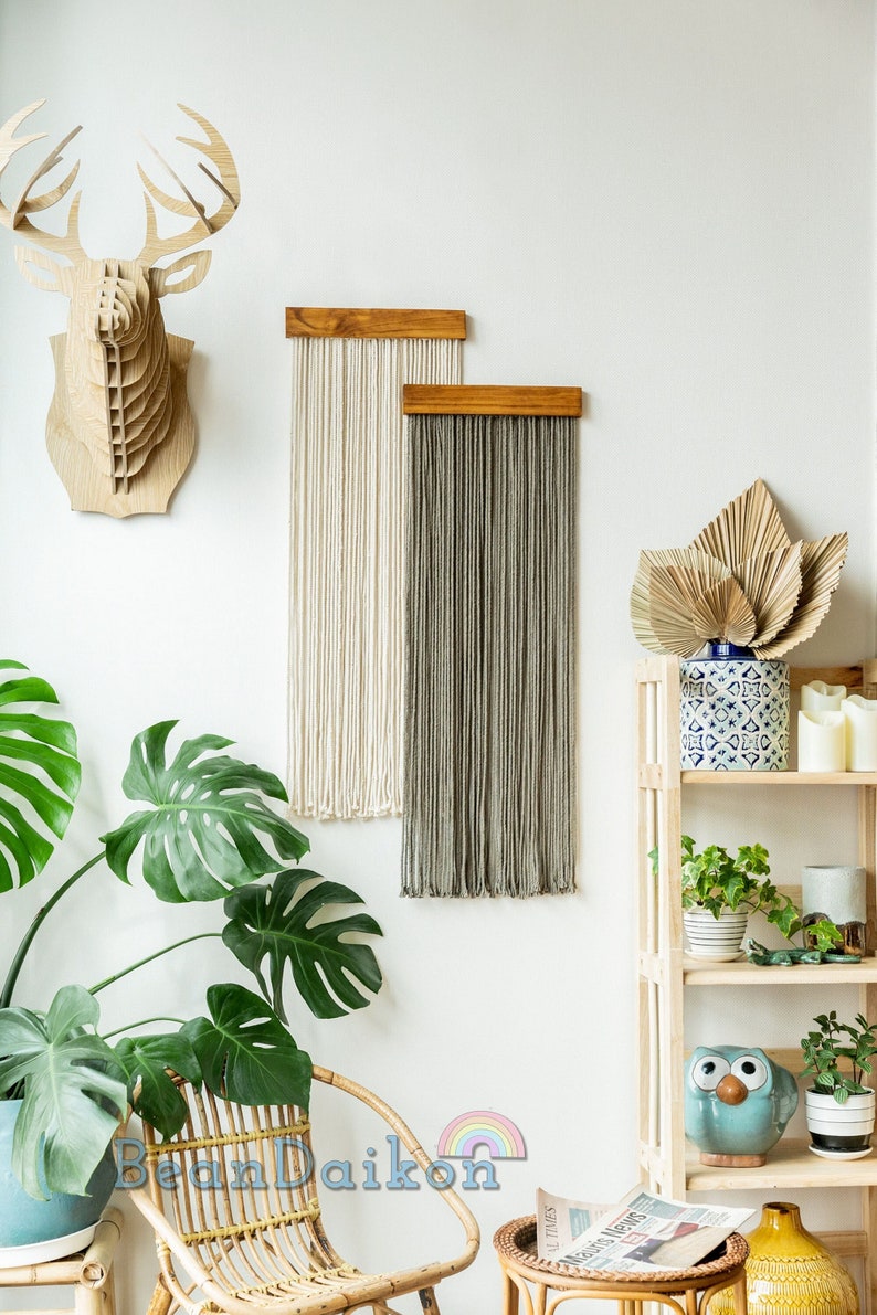 Boho Yarn Wall Decor Macrame Wall Hanging Fiber Art Living - Etsy