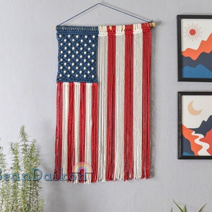 Large Boho American Flag, USA Symbolize, Military Home Decor, Police Officer Decor, Retirement Gifts, Independence Day,Military Mom Gift W34 image 10