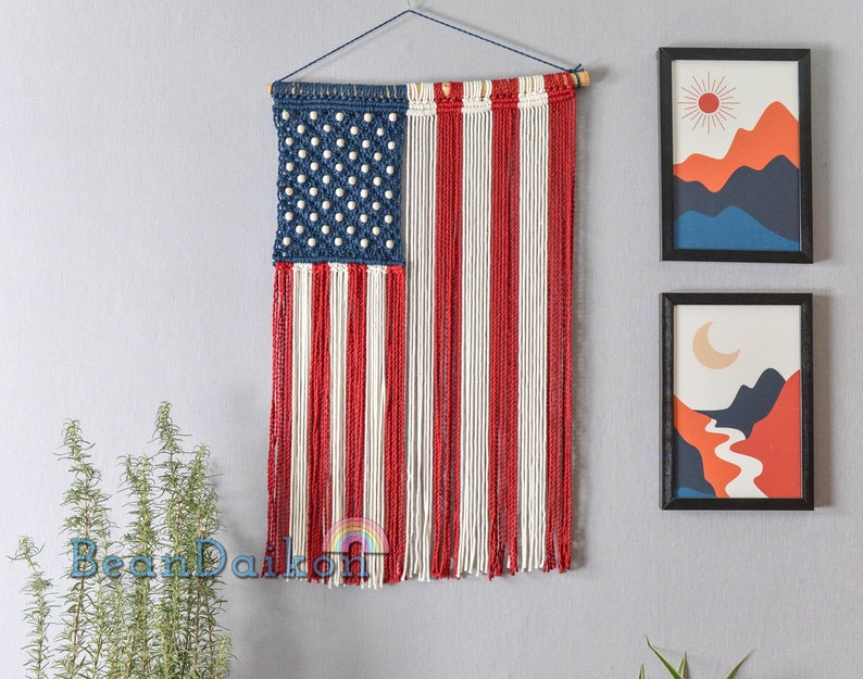 Large Boho American Flag, USA Symbolize, Military Home Decor, Police Officer Decor, Retirement Gifts, Independence Day,Military Mom Gift W34 image 10