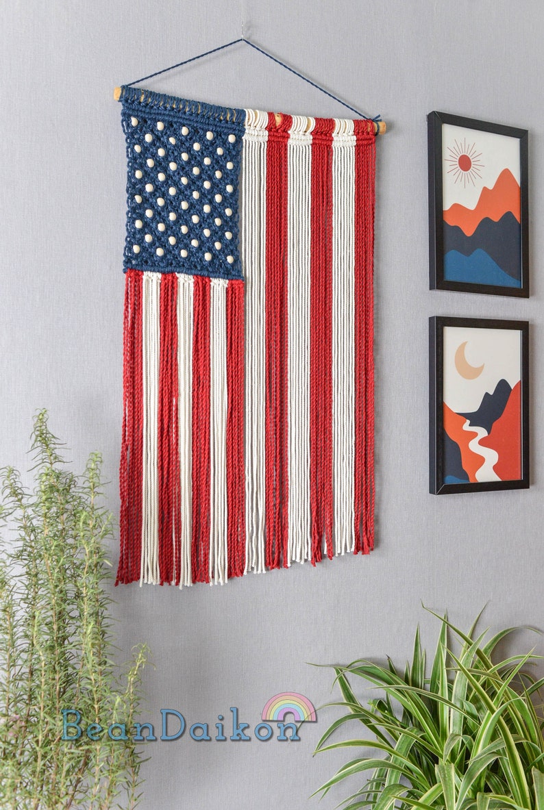 Large Boho American Flag, USA Symbolize, Military Home Decor, Police Officer Decor, Retirement Gifts, Independence Day,Military Mom Gift W34 image 5