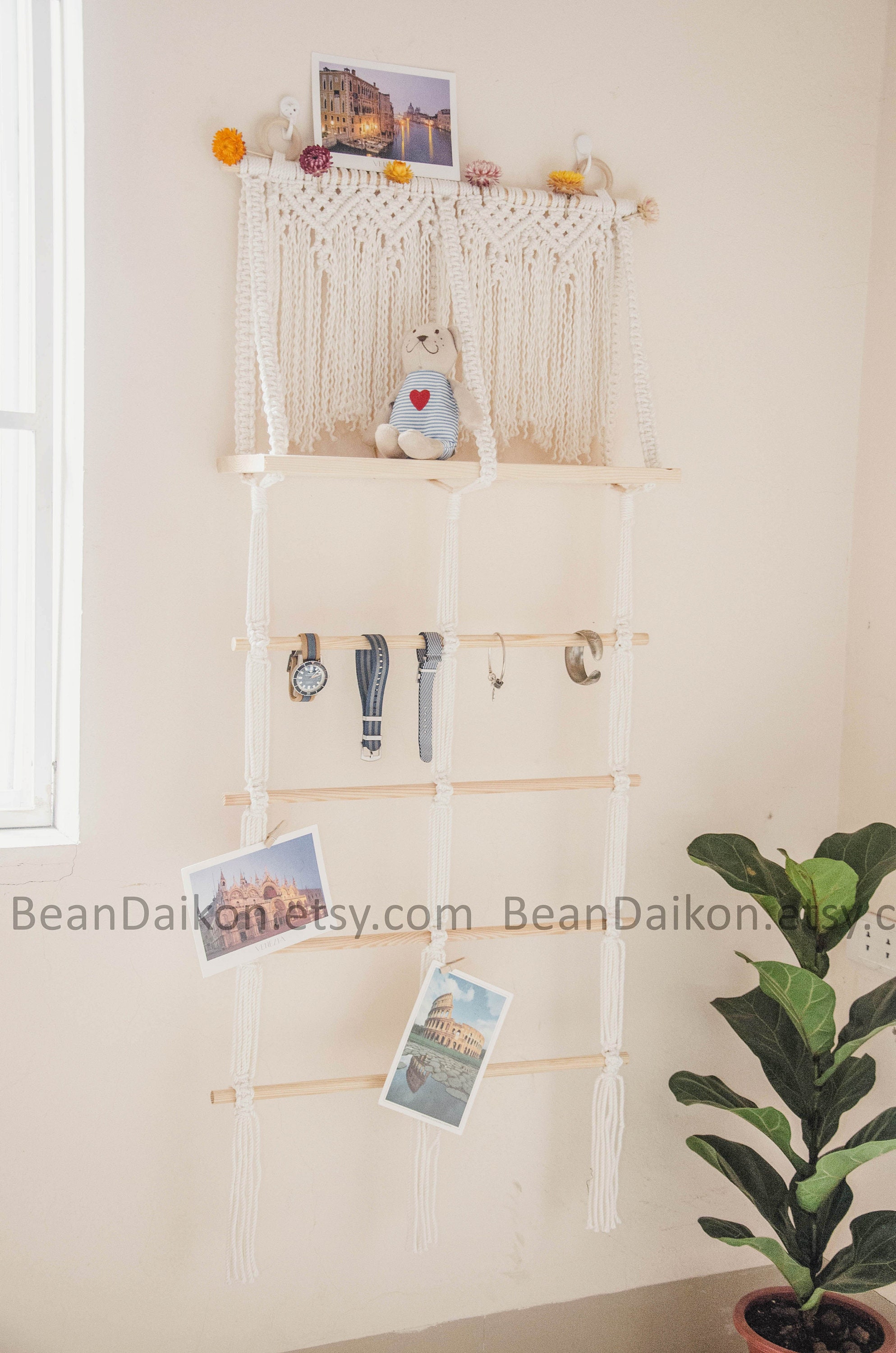 Boho Wall Hanging Shelf Boho Wall Art Home Decor Rope Shelf | Etsy