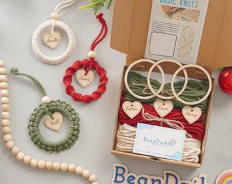 Macrame Wreath Kits, Ornament Kit, Holiday Gift Box, Macrame Diy, Craft Night, Create Your Own, Festive Activities, Christmas Decor K66