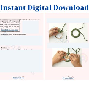 K&ouml;nnte beinhalten: Ein digitales Download-Muster f&uuml;r ein gr&uuml;nes Makramee-Herz mit einem Holzherz-Anh&auml;nger. Das Muster enth&auml;lt Anweisungen und die ben&ouml;tigten Materialien. Das Muster ist nur f&uuml;r den pers&ouml;nlichen Gebrauch.