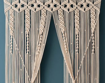 Macrame Curtain Boho Decor Custom Valance for Bedroom or Door C06