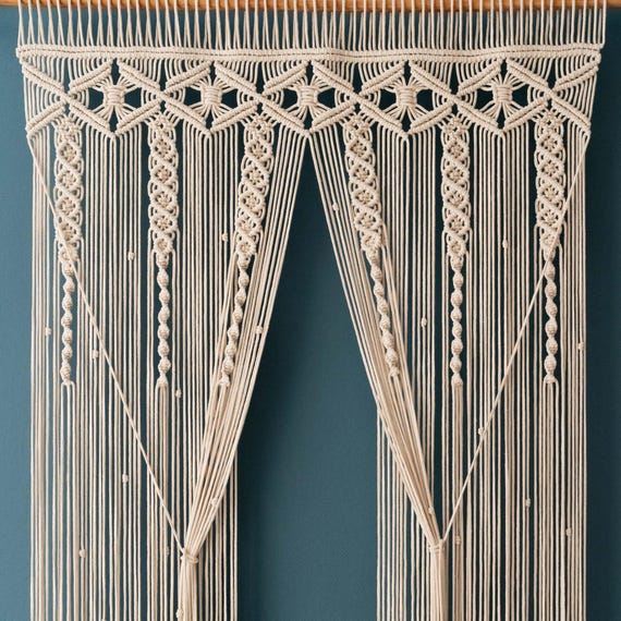 Macrame Curtain Boho Decor Custom Valance for Bedroom or Door C06