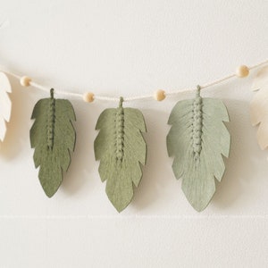 Handmade Bunting, Leaf Garland Macrame, Kids Room Decor, Feather Garland, Christmas Gifts, Nursery Bunting, Holiday Decor, Party Favors H34