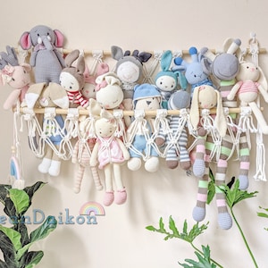 Macrame Toy Hammock, Stuff Animal Hammock, Handmade Toy Storage Wall Decor, Kids Room Storage Toy Holder, Stuffed Animal Hanging Storage H21
