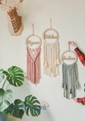 Personalized Dream Catcher Macrame, Boho Nursery Decor, Name Sign, Door Sign, Baby Gift, Wedding Decor, Gift for Birth, Christmas Gifts W08