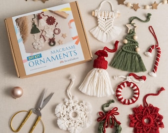 Christmas Ornament Kit, Holiday Ornament, Adult Craft Kit, Christmas Activity, Diy Macrame Set, Beginners Macrame, Craft Kit Adult K26