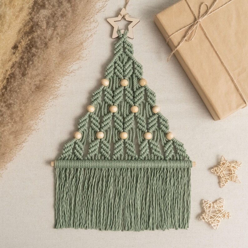 Macrame DIY Christmas Tree, Macrame Craft KIT, Christmas Gift, Holiday Craft Night, DIY Christmas Gift, Festive Activity,Bestfriend Gift K20 image 14