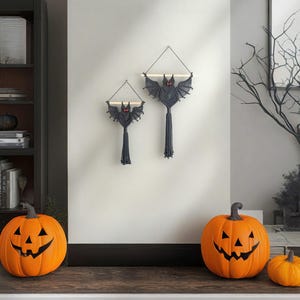 Murciélago gótico de macramé, arte mural oscuro, adornos de murciélago, regalo de macramé, decoración gótica, estética gótica, dormitorio bohemio, decoraciones de murciélagos V12 imagen 9