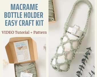 Diy Water Bottle Holder, Macrame Beginner, Make Your Own, Birthday Gift, Water Bottle Tote, Do It Yourself, Mid Century Modern,Craft Kit K32