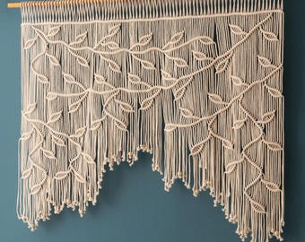 Macrame Leaf Curtain Boho Doorway Tapestry Farmhouse Woven Wall Art C02