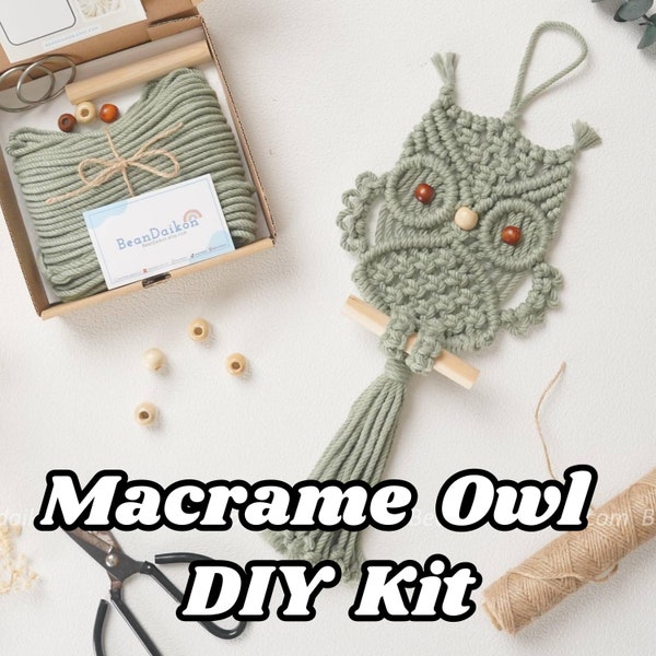Kit création hibou, décoration bohème, suspension murale en macramé, kit de bricolage pour adultes, hibou en macramé, cadeau meilleur ami, kits de bricolage, décoration murale hibou K51