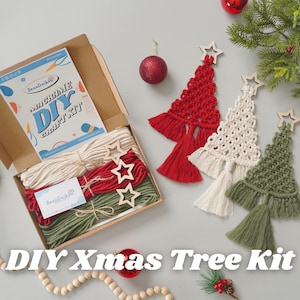 DIY Macrame Christmas Tree with Wooden Star, Craft KIT, Christmas Crafts Gift, Holiday Craft Night,DIY Christmas Gift,Festive Activity K19