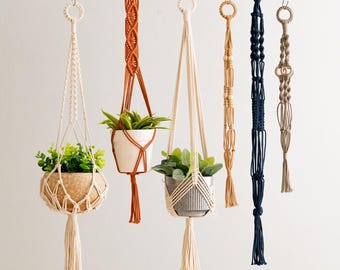 Boho Blumenampel, Blumenampel, umweltfreundliche Geschenke, Balkon Dekor, Gartenliebhaber Geschenk, Makramee Topfaufhänger, Quaste Pflanzenhänger I68