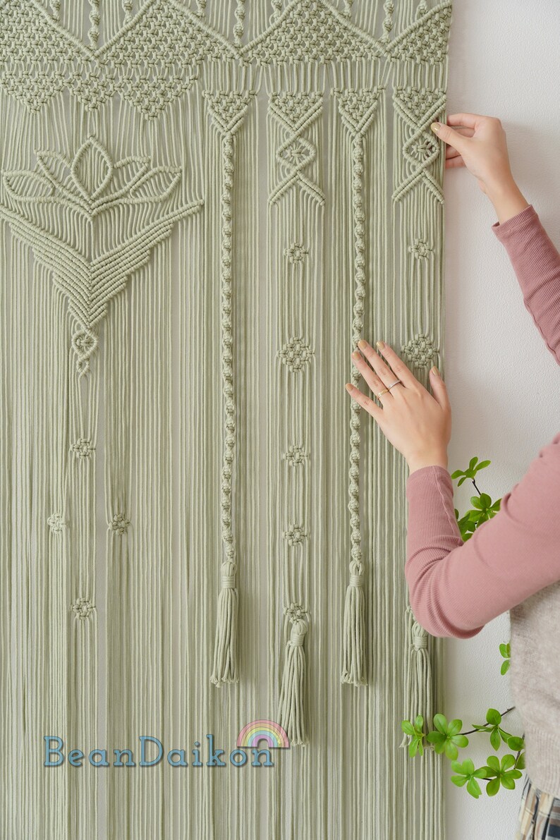 Macrame Curtain, Room Decor Aesthetic, Macrame Door Curtain, Bedroom Wall Decor, Room Divider Curtain, Fiber Wall Hanging, Home Decor C17 image 9