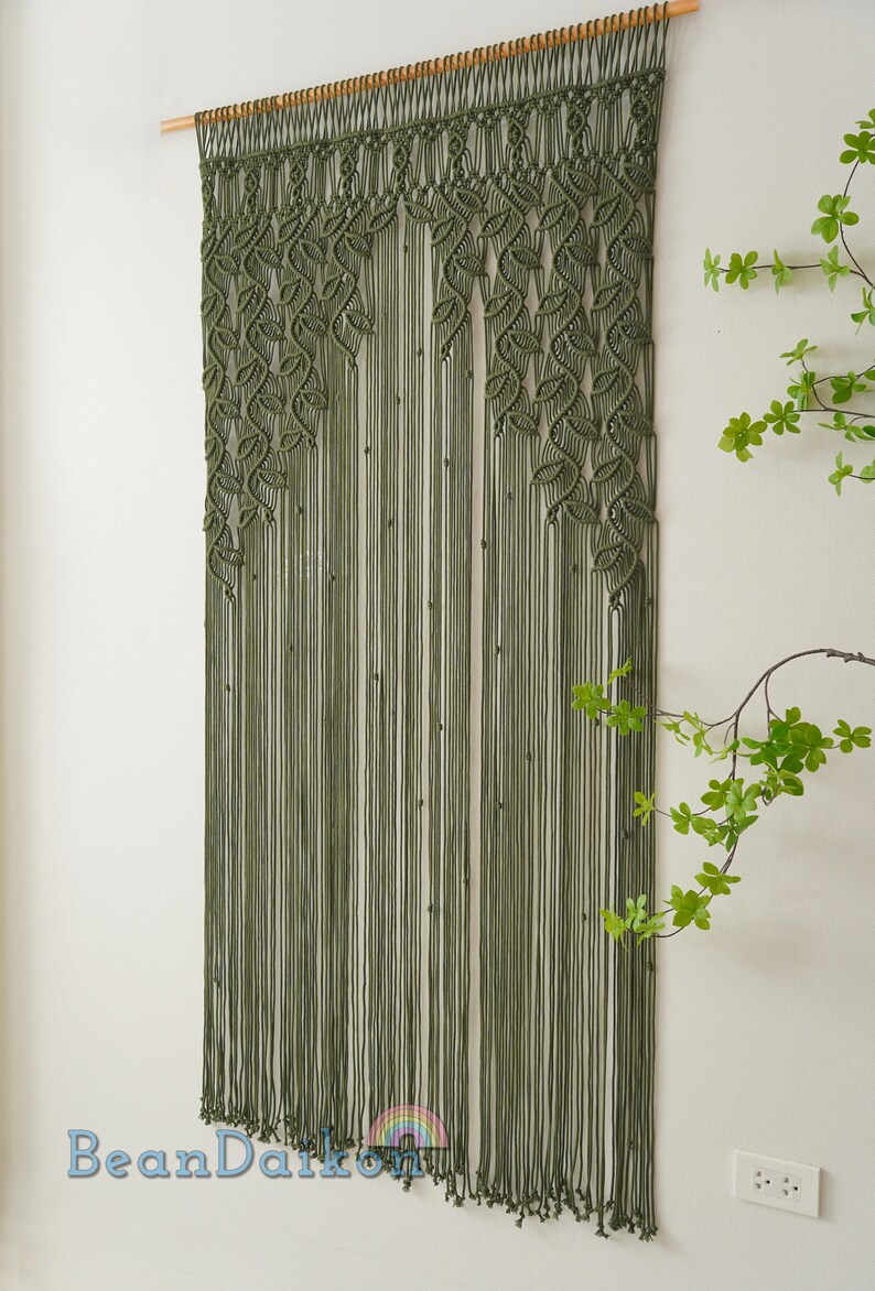 Macrame Curtain, Woodland Decor, Tapestry Curtain, Macrame Mural, Oversized Wall Art, Realtor Closing Gift, Door Valance, New Home Gift C01 image 6