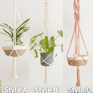 Macrame Plant Hanger, Boho Plant Holder, Ceiling Plant Hanger, Modern Macrame, Plant Hanger Indoor, Plant Hanger Macrame, Plant Mom Gift H13 image 4