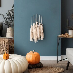 Macrame Ghost Decor, Halloween Tapestry, Gothic Macrame, Felt Ghost, Spooky Decor, Dark Wall Art, Gifts For Goths, Hanging Decoration V82 image 7