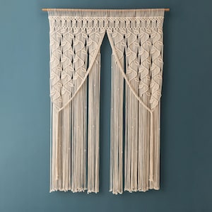 Macrame Curtain, Woodland Decor, Tapestry Curtain, Macrame Mural, Oversized Wall Art, Realtor Closing Gift, Door Valance, New Home Gift C01 image 9