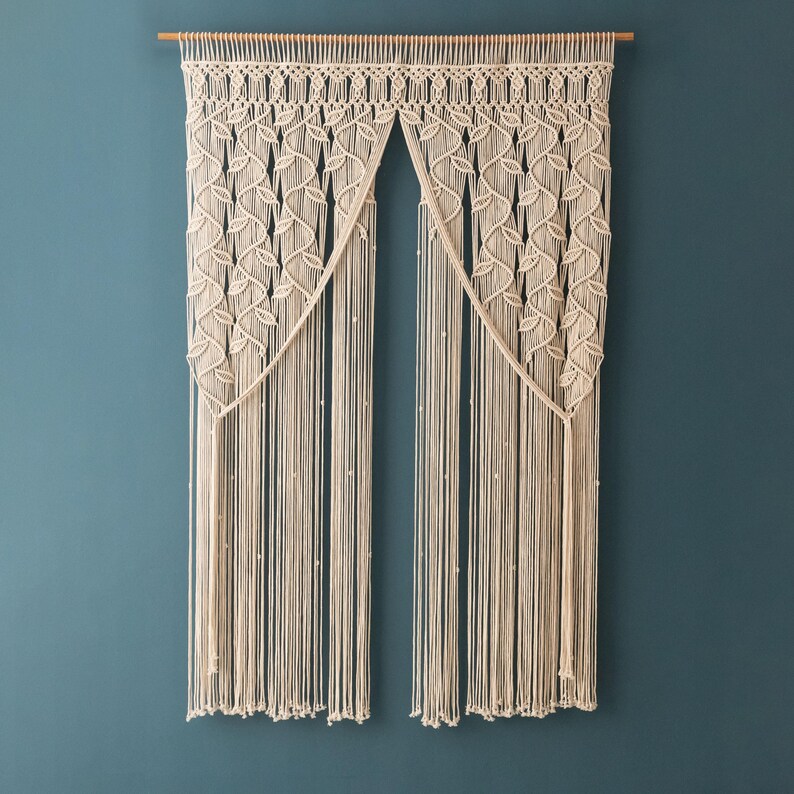 Macrame Curtain, Woodland Decor, Tapestry Curtain, Macrame Mural, Oversized Wall Art, Realtor Closing Gift, Door Valance, New Home Gift C01 image 9