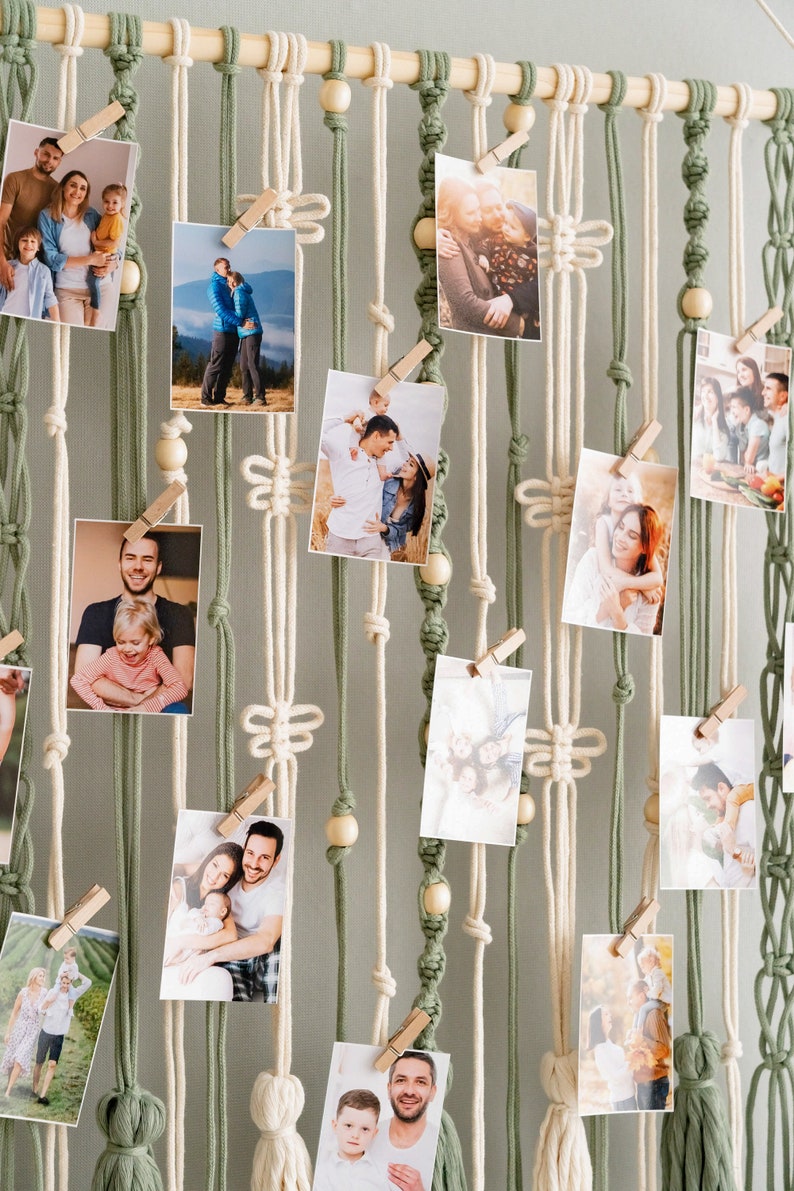 Macrame Photo Hanger, Boho Twine Photo Display, Collage Dorm Wall Decor ...