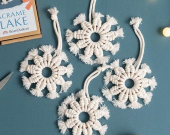 Macramé sneeuwvlokset DIY-kerstdecoratie voor feestelijk knutselen K68