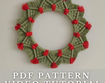 Christmas Wreath Pdf, Winter Project, Boho Wall Hanging, Festive Activity, For Girl For Tweens, Tutorial For Macrame, Pattern Download P56