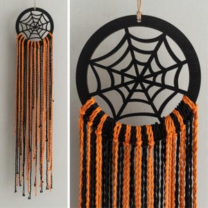 Halloween Macrame Spiderweb Wall Hanging - Boho Spooky Decor for Entryway, Living Room or Party Accent U15