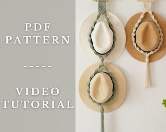 Hat Storage Pattern, Crafting Macrame, PDF Hat Holder, Patterns And How To, Crafts Pattern Diy, Macrame Home Decor, Digital Macrame P28