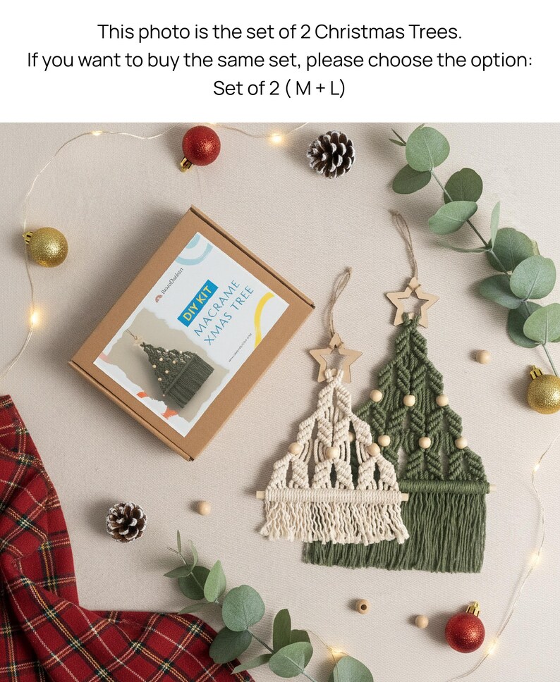 Macrame DIY Christmas Tree, Macrame Craft KIT, Christmas Gift, Holiday Craft Night, DIY Christmas Gift, Festive Activity,Bestfriend Gift K20 image 4