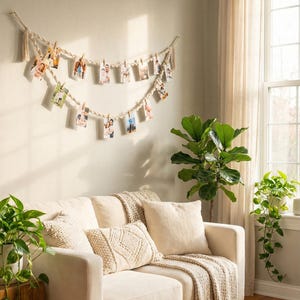 Porte-photos en macramé, porte-photos bohème, cadeau pré-ado, présentoir photo mural, décoration de dortoir bohème, porte-photos couleur, décoration de salon I78 image 9