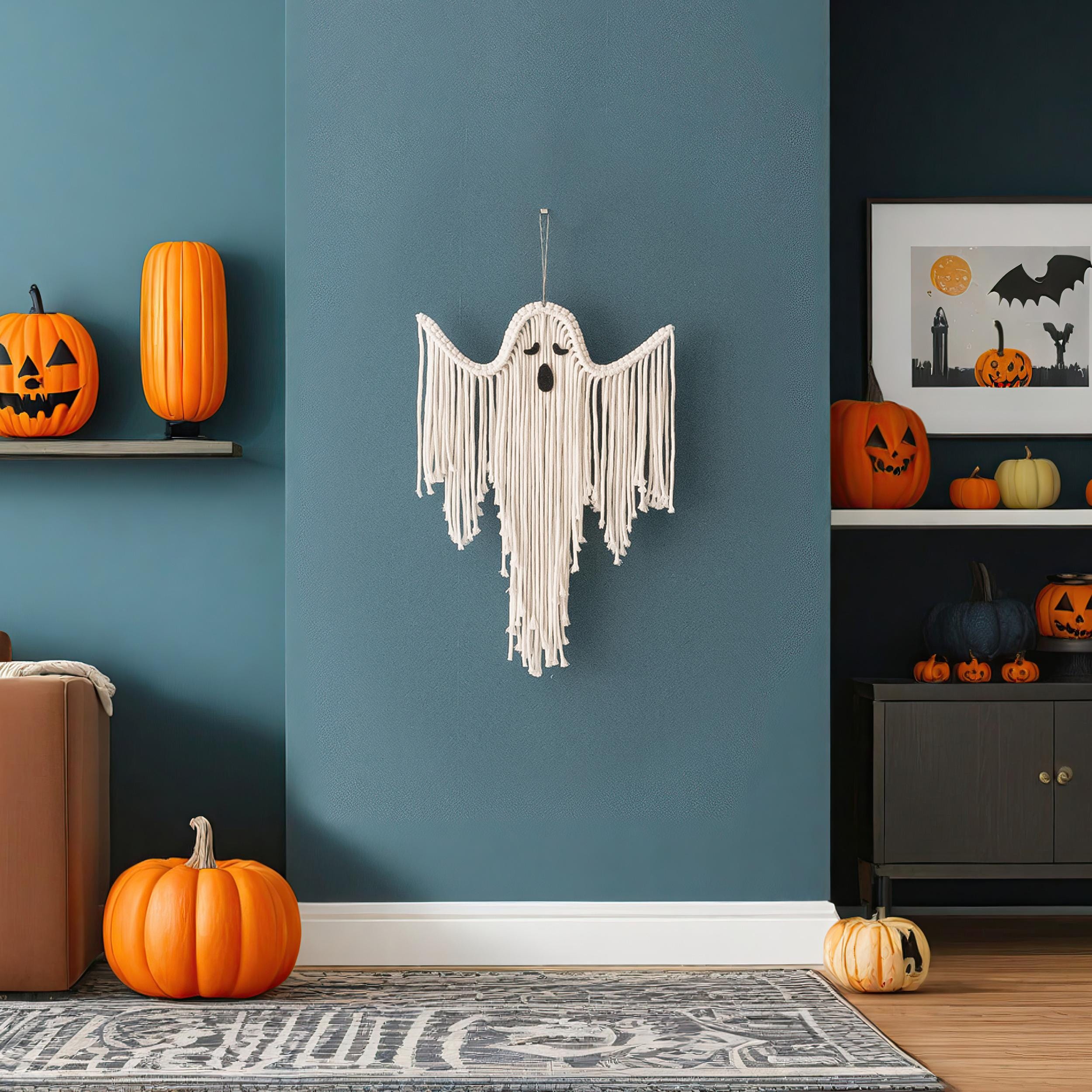 2 Pcs Halloween Boho Ghost Macrame Decoration, 40 Cm / 15,75
