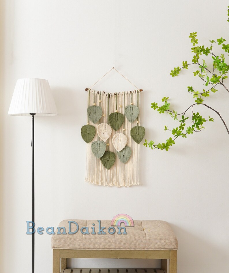 Macrame Leaf Wall Hanging Macrame Wall Hanging Green Wall Etsy Canada