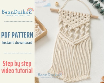 Pattern Mini Macrame, Macrame Hanging, Crafting At Home, Digital Craft Idea, Fiber Art Pattern, Gift For Mom, Cute Macrame,Nursery Decor P37