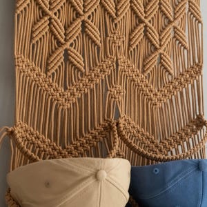Wall Mount Hat Rack, Snapback Caps Holder, Macrame Hat Holder, Baseball Cap Rack, Hat Hanger For Wall, Room Organizer, Vertical Hat Rack I23 image 10