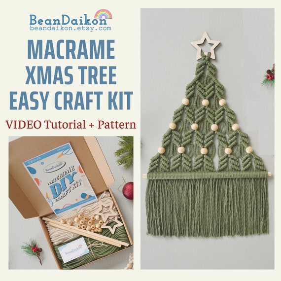 Macrame DIY Christmas Tree, Macrame Craft KIT, Christmas Gift, Holiday Craft Night, DIY Christmas Gift, Festive Activity,Bestfriend Gift K20