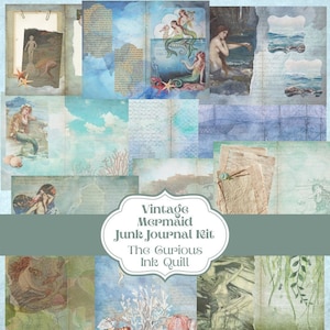 Vintage Mermaid Junk Journal Kit | 25 Page Pack | DIGITAL Download Printable | Scrapbook | Ephemera | Embellishment | Collage | Nautical